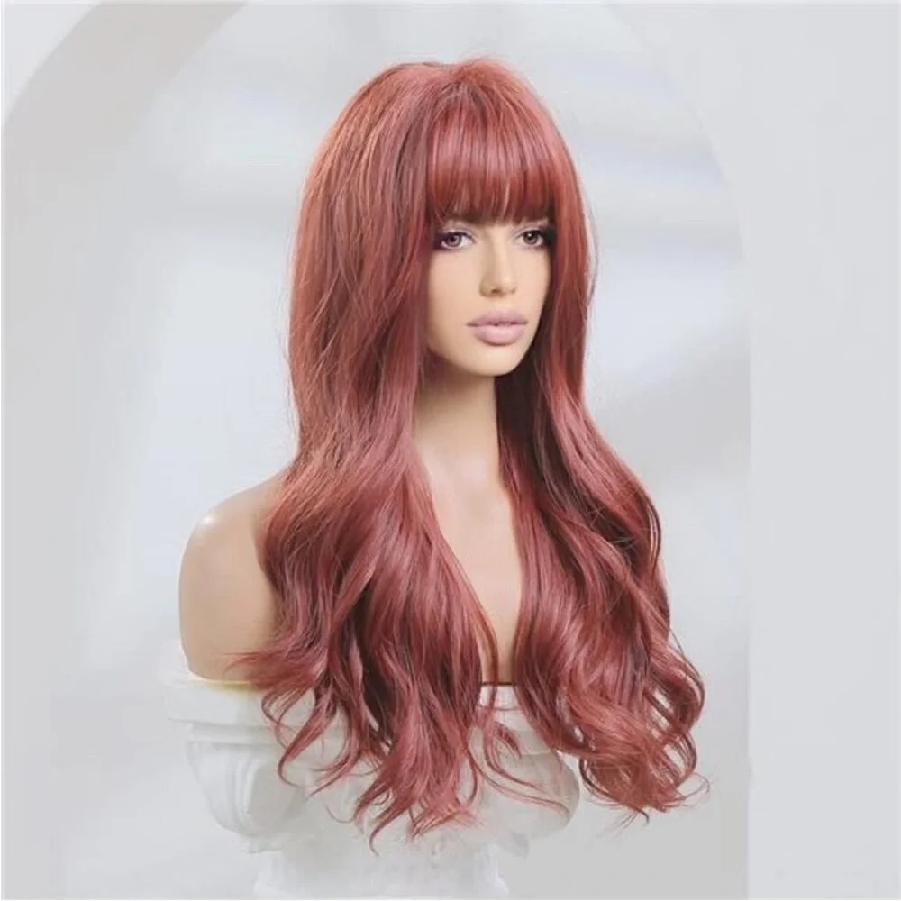 Womens Wigs with Bangs, FULL CAP Burgundy Red NEW